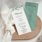 Rustisch Eucalyptus Gold Floral Wedding Programme Programmakaart