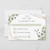 Rustisch Eucalyptus & Gold Lijst op RSVP V2 Kaartje (Voorkant)