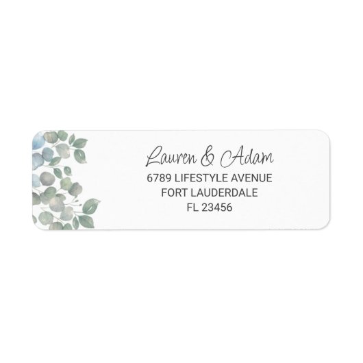 Rustisch Eucalyptus Sage Green Address Label (Voorkant)