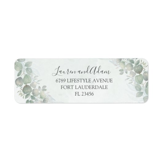 Rustisch Eucalyptus Sage Green Address Label (Voorkant)