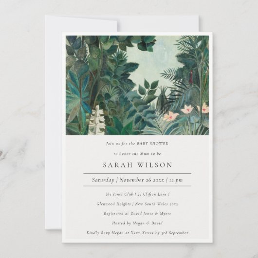 Rustisch Exotic Tropical Forest Baby shower Invite Bedankkaart (Voorkant)