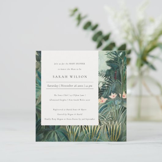 Rustisch Exotic Tropical Forest Baby shower Invite Bedankkaart (Staand voorkant)