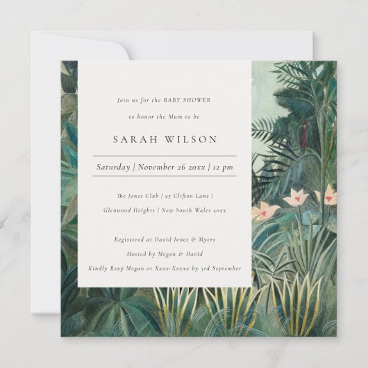 Rustisch Exotic Tropical Forest Baby shower Invite Bedankkaart (Voorkant)