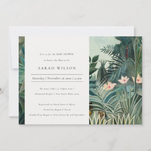 Rustisch Exotic Tropical Forest Baby shower Invite Bedankkaart (Voorkant)
