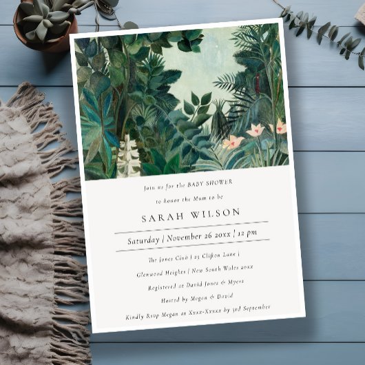 Rustisch Exotic Tropical Forest Baby shower Invite Bedankkaart
