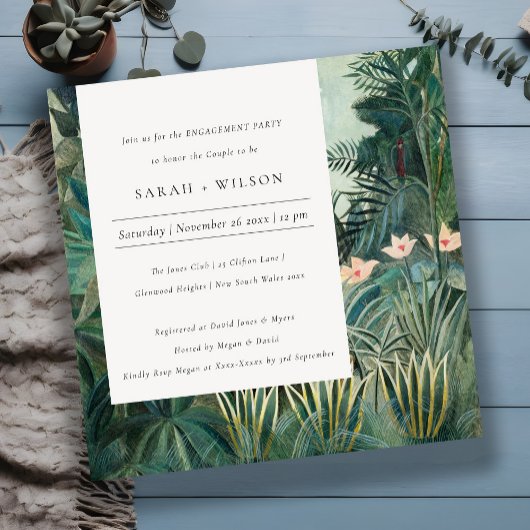 Rustisch Exotic Tropical Forest Verloving Invite Bedankkaart