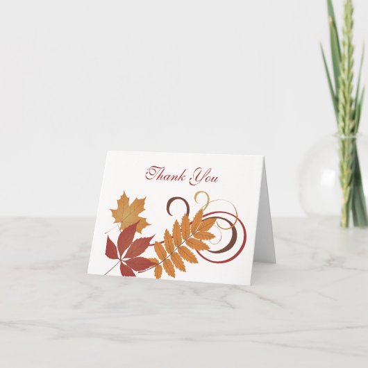 Rustisch 'Falling Leaves Wedding'-script Bedankkaart (Voorkant)
