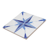 Rustisch Farmhouse Blue White Star Chic Pattern Tegeltje (Zijkant)