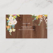 Rustisch Faux-hout met kleurrijke bloemen Visitekaartje (Achterkant)