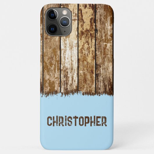 Rustisch faux-hout: naam bruin en blauw Case-Mate iPhone case (Achterkant)