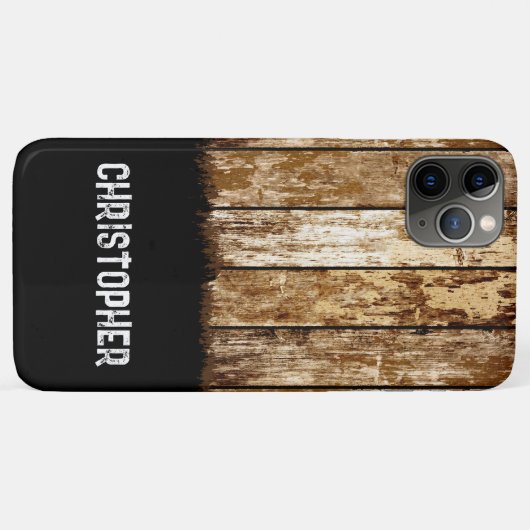 Rustisch faux-hout: naam bruin zwart Case-Mate iPhone case (Achterkant (horizontaal))