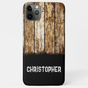 Rustisch faux-hout: naam bruin zwart Case-Mate iPhone case