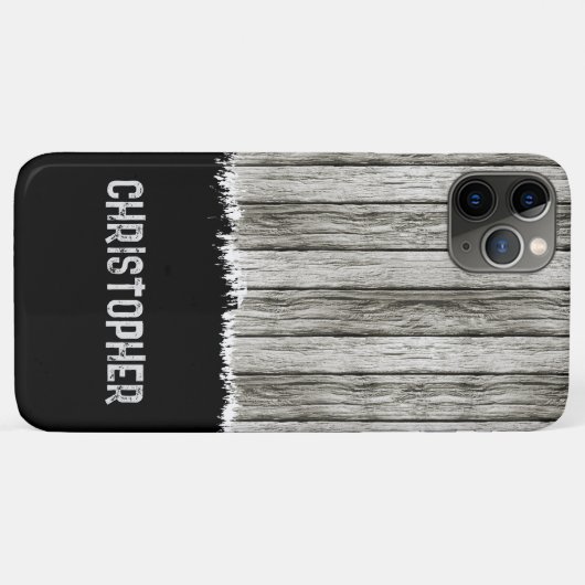 Rustisch faux-hout: naam grijs en zwart Case-Mate iPhone case (Achterkant (horizontaal))