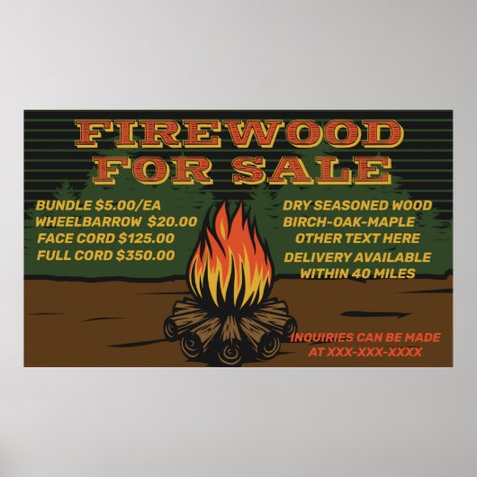 Rustisch Firewood personaliseren voor verkoop bund Poster (Voorkant)
