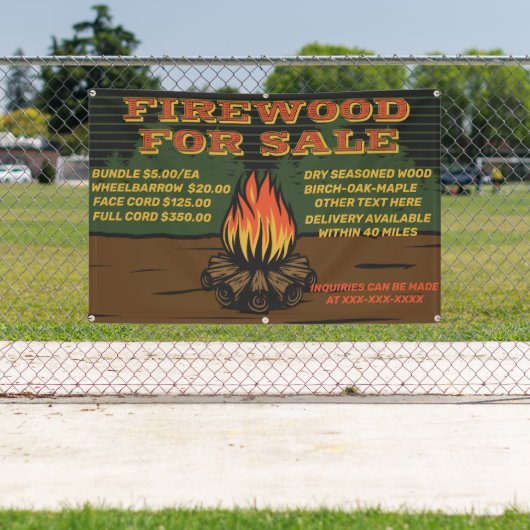 Rustisch Firewood personaliseren voor verkoop bund Spandoek (Insitu)