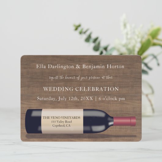 Rustisch flessenontwerp voor wijnbouw | Uitnodigin Kaart (Staand voorkant)
