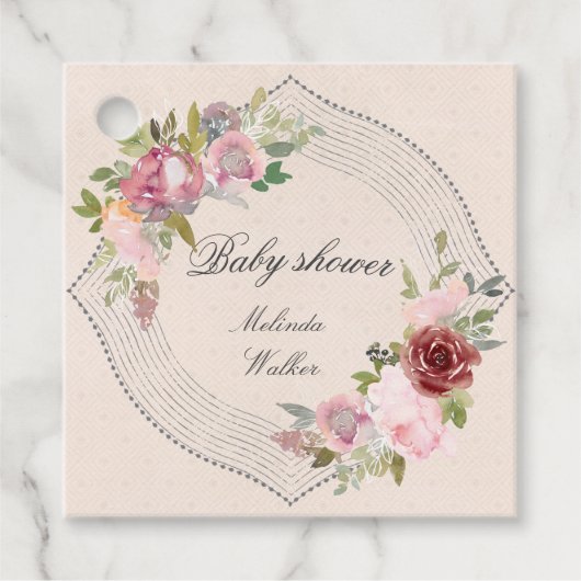 rustisch floral baby shower bedankt bedankjes labels (Voorkant)