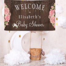 Rustisch floral backyard baby shower welkomstbord