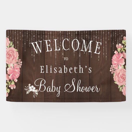 Rustisch floral backyard baby shower welkomstbord spandoek (Horizontaal)