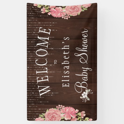 Rustisch floral backyard baby shower welkomstbord spandoek (Verticaal)