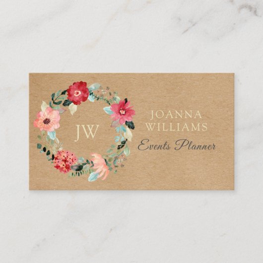 Rustisch  Floral Garland Visitekaartje (Voorkant)