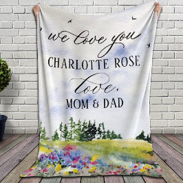 Rustisch Floral Landscape Custom "Wij love you" Ci Fleece Deken