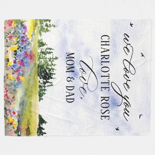 Rustisch Floral Landscape Custom "Wij love you" Ci Fleece Deken (Voorkant (Horizontaal))