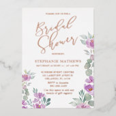 Rustisch Floral Roos Gold Vrijgezellenfeest Folie Uitnodiging (Voorkant)