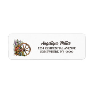 Rustisch Floral Wagon Wheel Return-adres Etiket