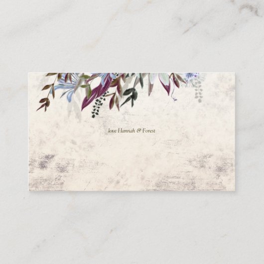 Rustisch floreel lijst met vogels visitekaartje (Achterkant)