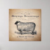 Rustisch Frans Land Sheep Typography Farmhouse Canvas Afdruk (Voorkant)