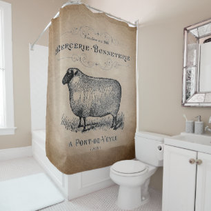 Rustisch Frans Land Sheep Typography Farmhouse Douchegordijn