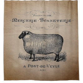 Rustisch Frans Land Sheep Typography Farmhouse Douchegordijn