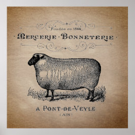 Rustisch Frans Land Sheep Typography Farmhouse Poster