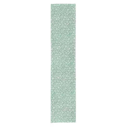 Rustisch Frans  Sage Green Floral Pattern Korte Tafelloper (Voorkant)