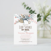 Rustisch gebrand botanisch Baby shower per post ui Briefkaart (Staand voorkant)
