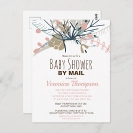 Rustisch gebrand botanisch Baby shower per post ui Briefkaart