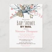 Rustisch gebrand botanisch Baby shower per post ui Briefkaart (Voorkant)