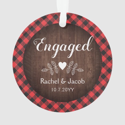 Rustisch gebundeld Verloving Red Buffalo Ornament (achterkant)