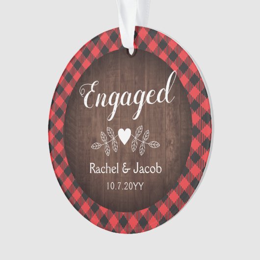 Rustisch gebundeld Verloving Red Buffalo Ornament (voorkant)