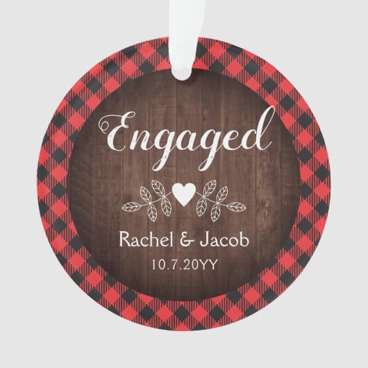 Rustisch gebundeld Verloving Red Buffalo Ornament (voorkant)