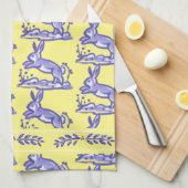 Rustisch Geel en Blauw Konijn Land Frans Theedoek (Quarter Fold)