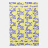 Rustisch Geel en Blauw Konijn Land Frans Theedoek (Verticaal)