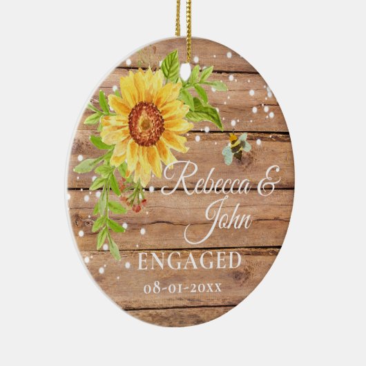 Rustisch Geel Zonnebloem Verwerkt Keramisch Orname Keramisch Ornament (Rechts)