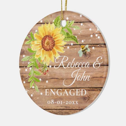 Rustisch Geel Zonnebloem Verwerkt Keramisch Orname Keramisch Ornament (Links)