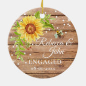 Rustisch Geel Zonnebloem Verwerkt Keramisch Orname Keramisch Ornament (Achterkant)