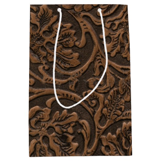 Rustisch gegaufreerd leder medium cadeauzakje (Voorkant)