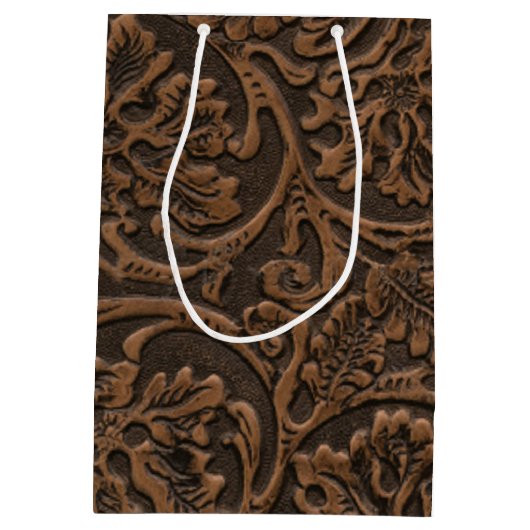 Rustisch gegaufreerd leder medium cadeauzakje (Achterkant)