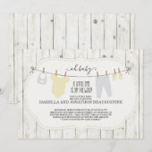 Rustisch Genderneutraal Baby shower Kaart (Voorkant / Achterkant)