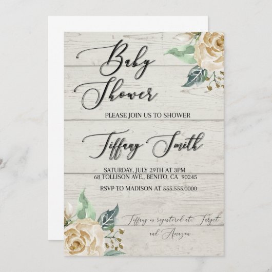 Rustisch Genderneutraal Baby shower Uitnodiging (Voorkant / Achterkant)